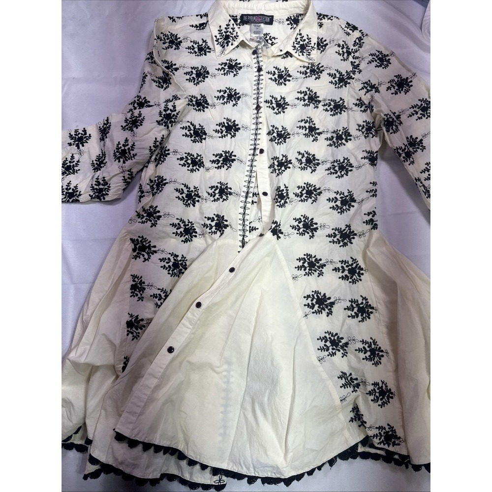 The Pyramid Collection Tunic Dress Womens L Embroidered Boho Cotton India